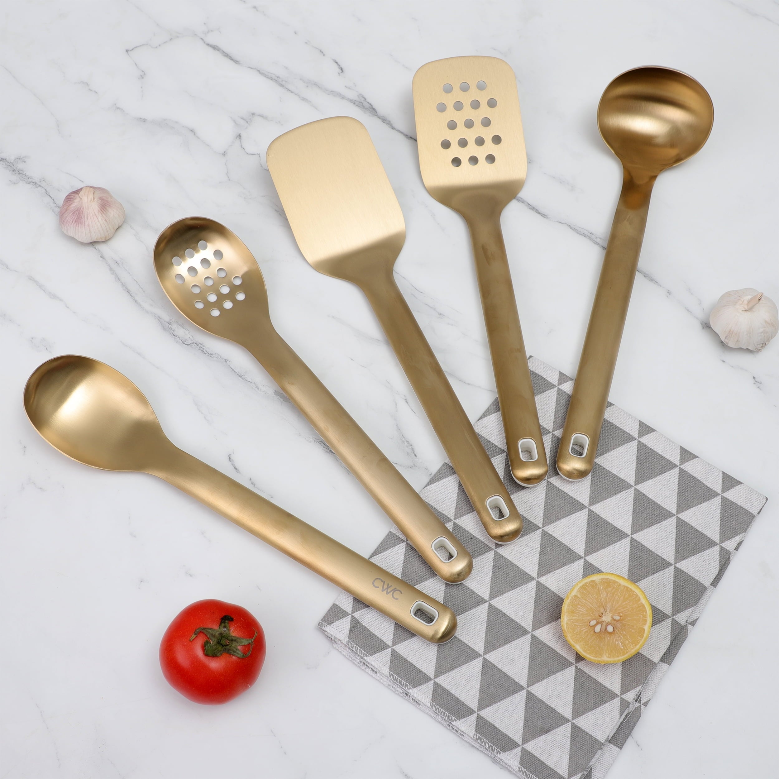 5-Piece Stainless Steel Utensil Set Gold, Durable & Stylish Kitchen Tools