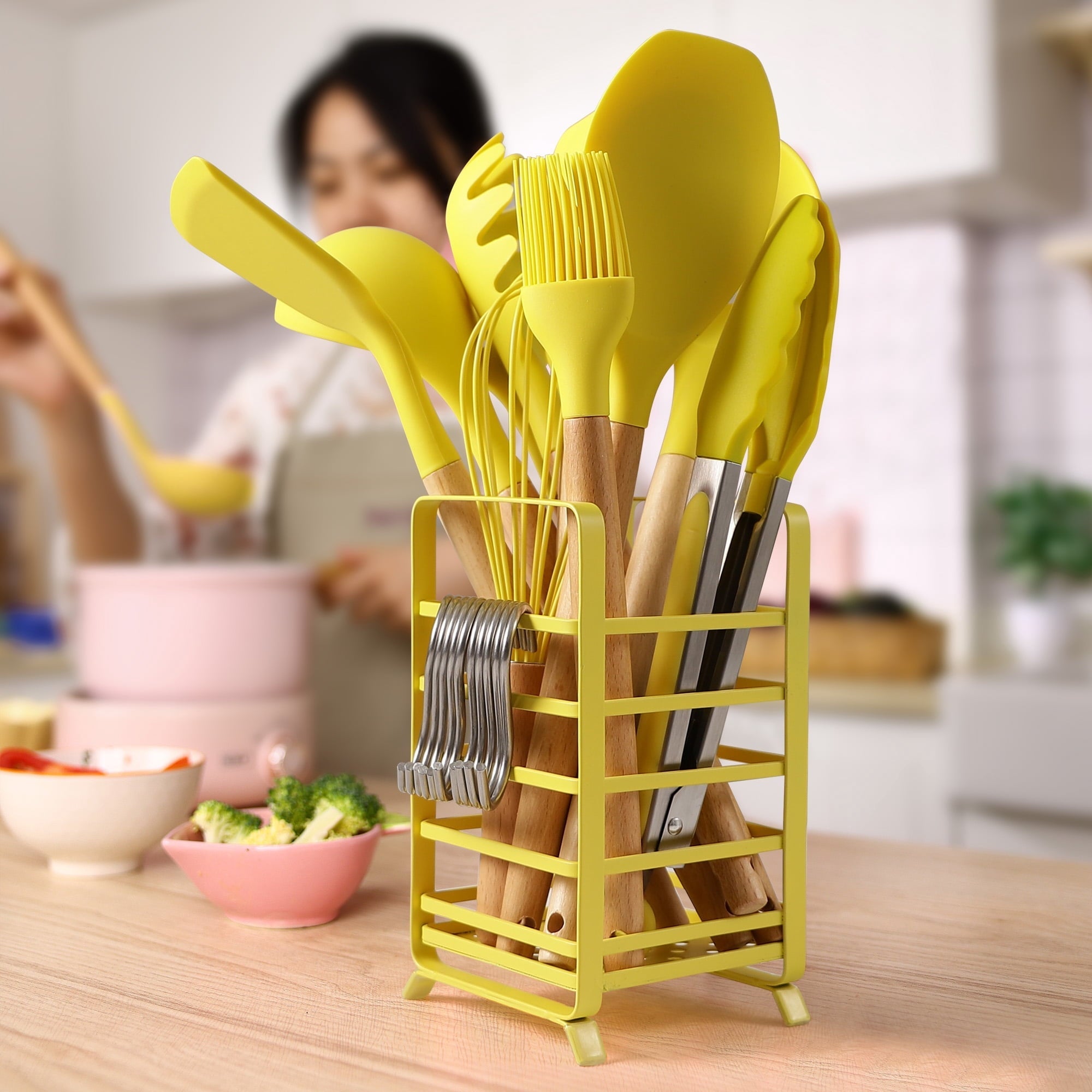 32 PCS Silicone Cooking Utensils Set, 446°F Heat Resistant Turner Tongs,Spatula,Spoon,Brush,Whisk