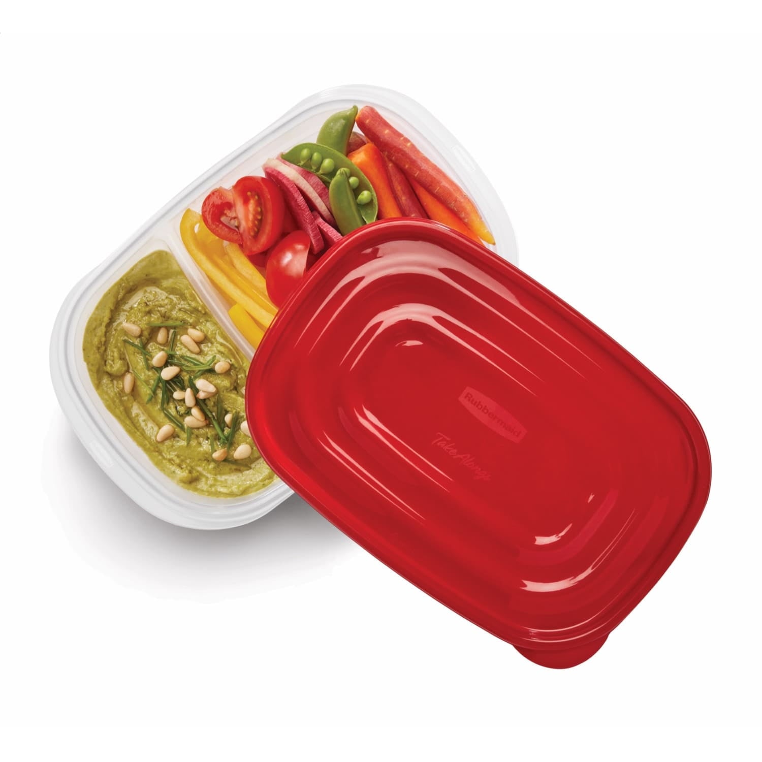 alongs Divided Rectangular Food Storage Containers, 3.7 Cup, 3-Pack