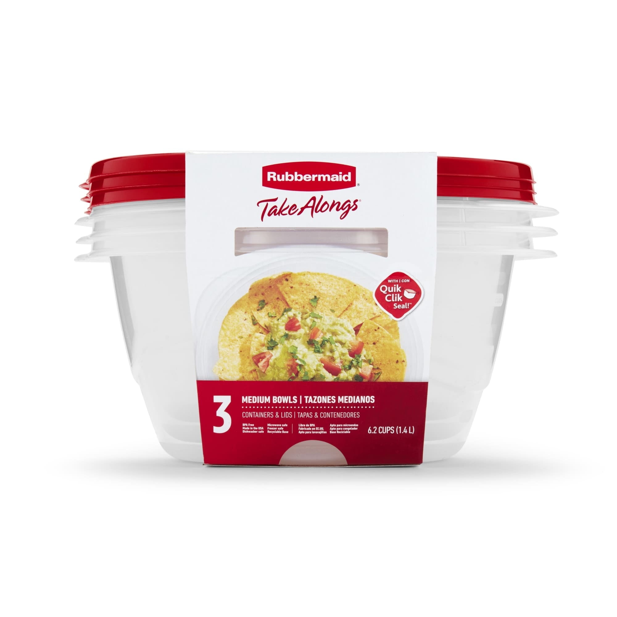 6.2-cup Round Food Storage Containers, Ruby Red, 3 pack