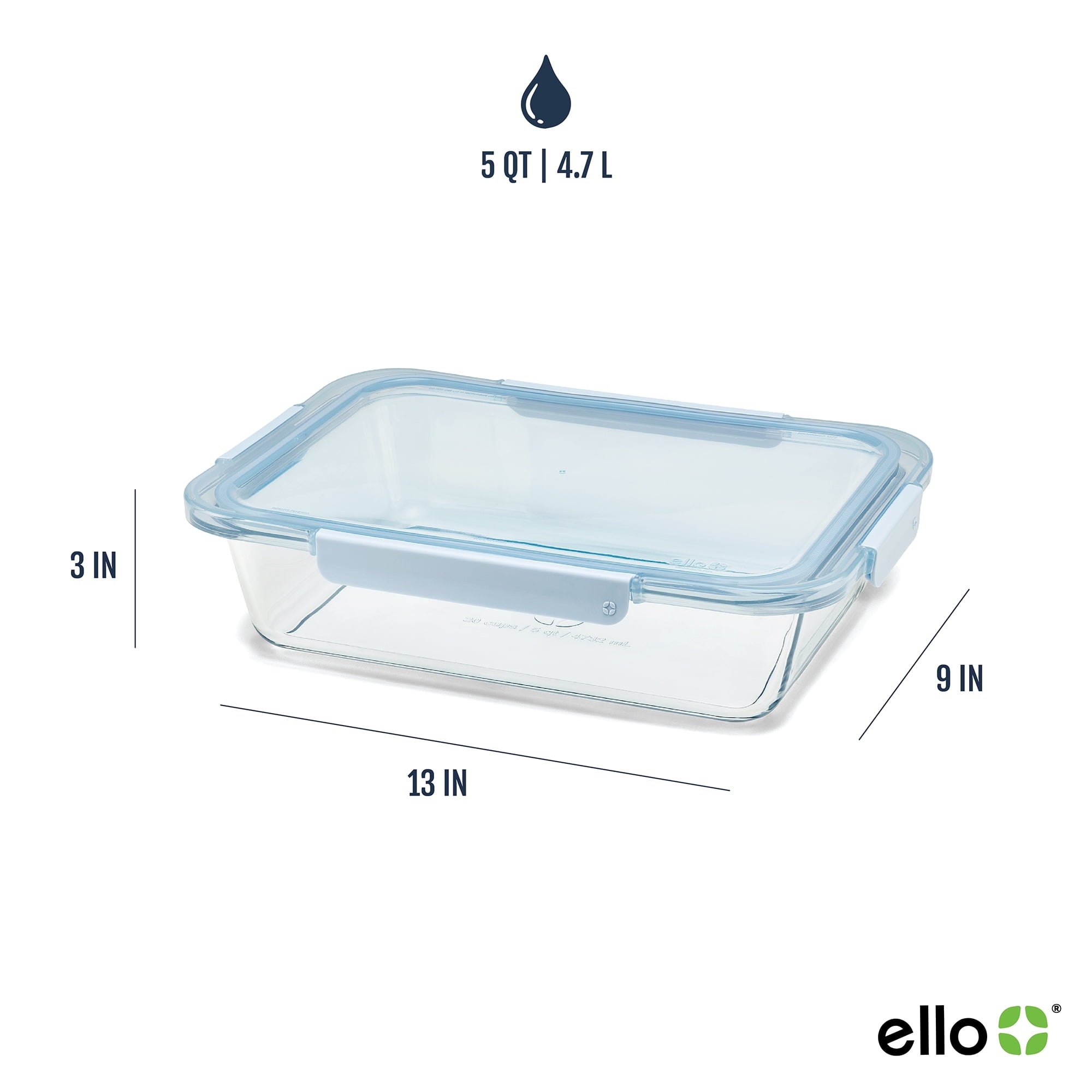 Glass 9x13 Deep Bakeware Dish, Windy Blue