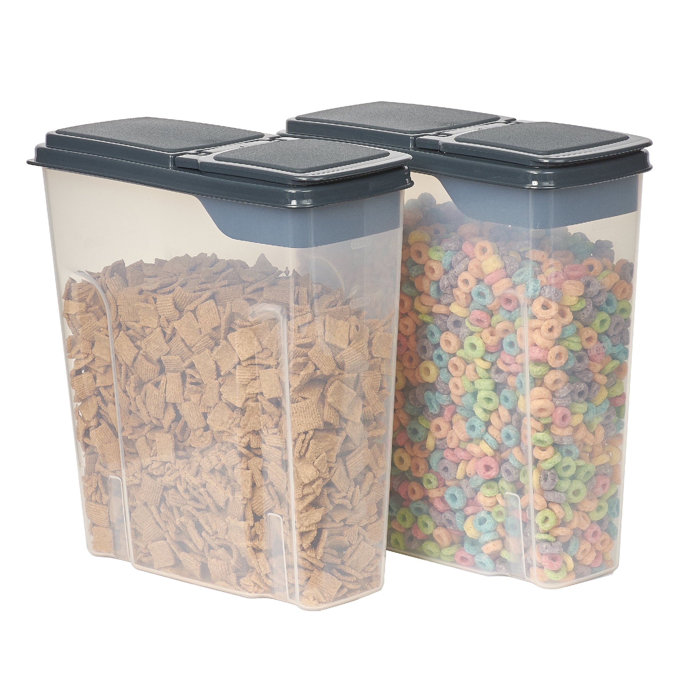 2-Pack Plastic Cereal Keeper Storage Containers, Kitchen Pantry Organizer Canisters for Cereal and Dry Food...