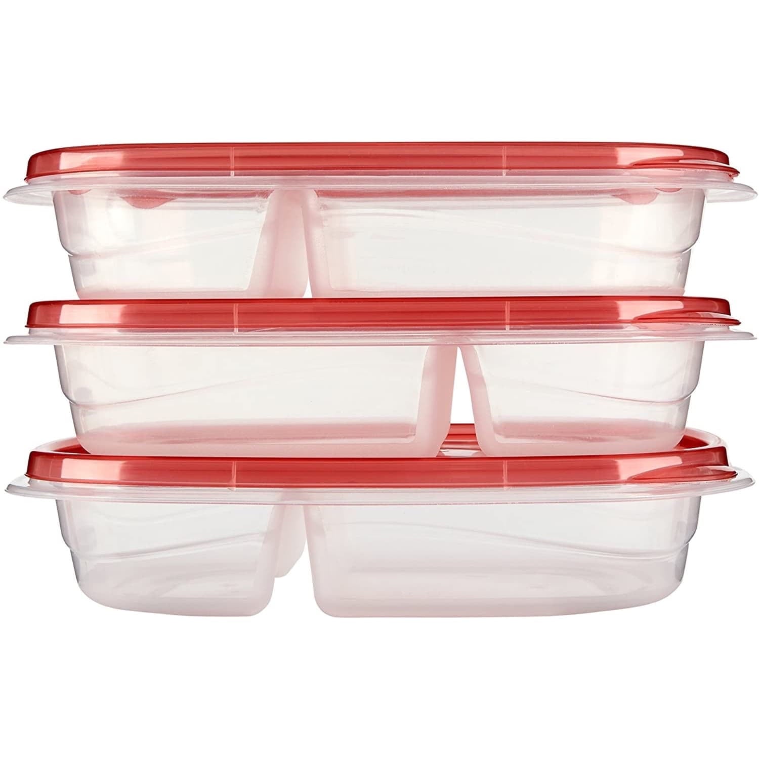 alongs Divided Rectangular Food Storage Containers, 3.7 Cup, 3-Pack
